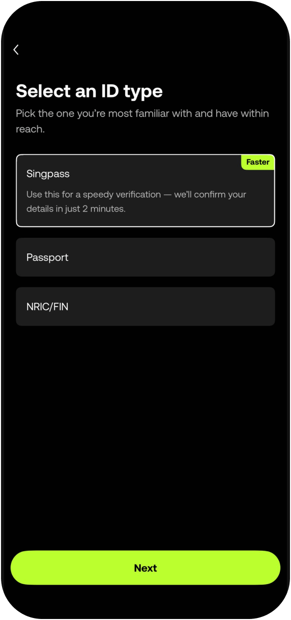 Singpass 一键注册
