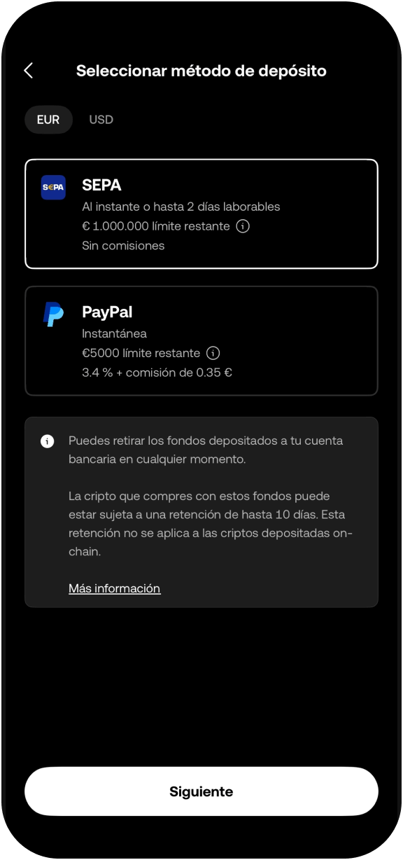 Compra criptos en Euros