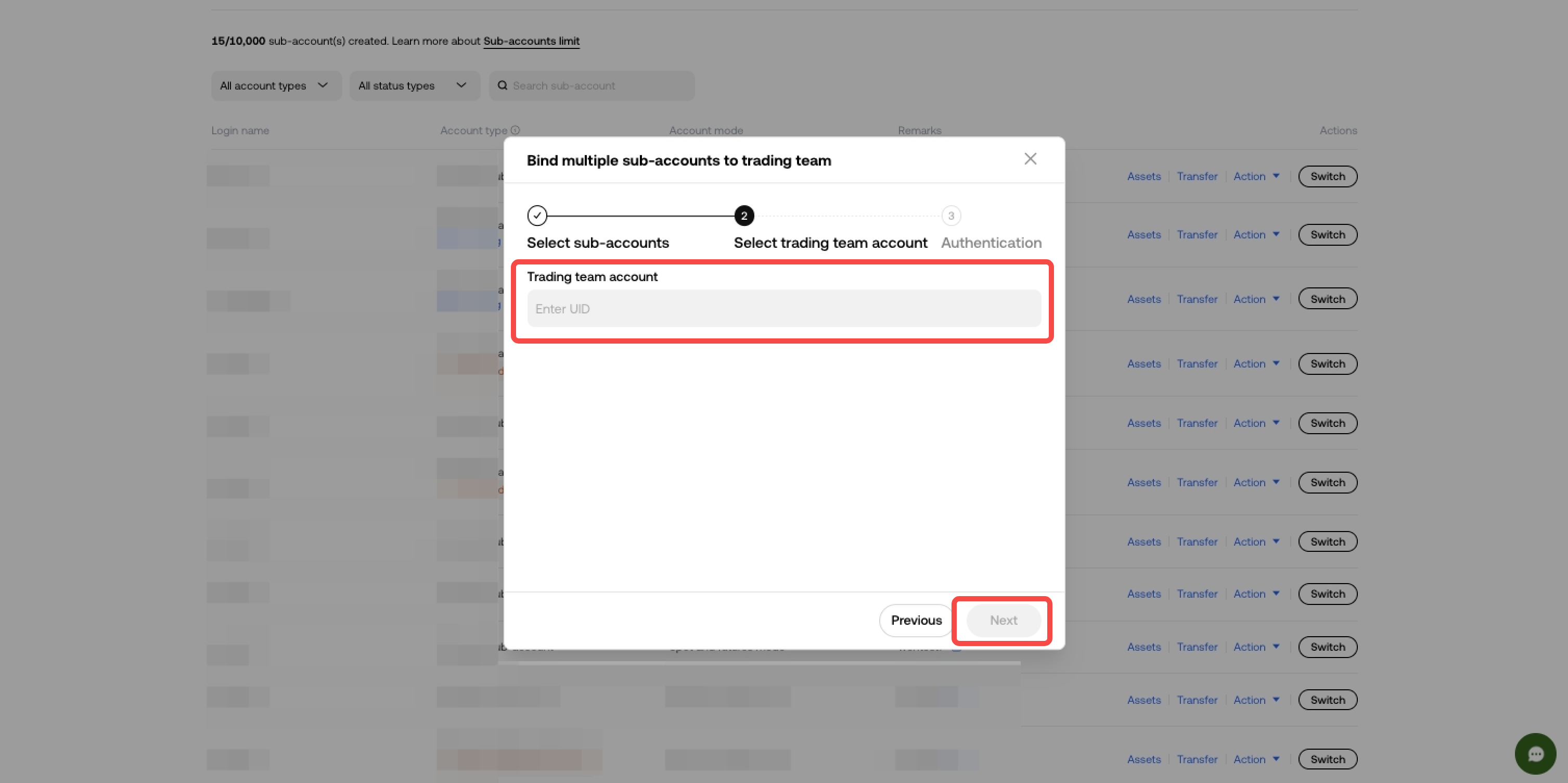 Binding - Trading team UID