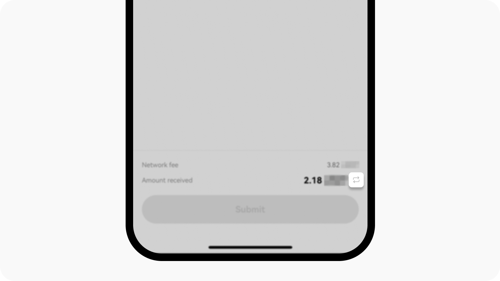 Select revert option to see the withdrawal amount on OKX app
