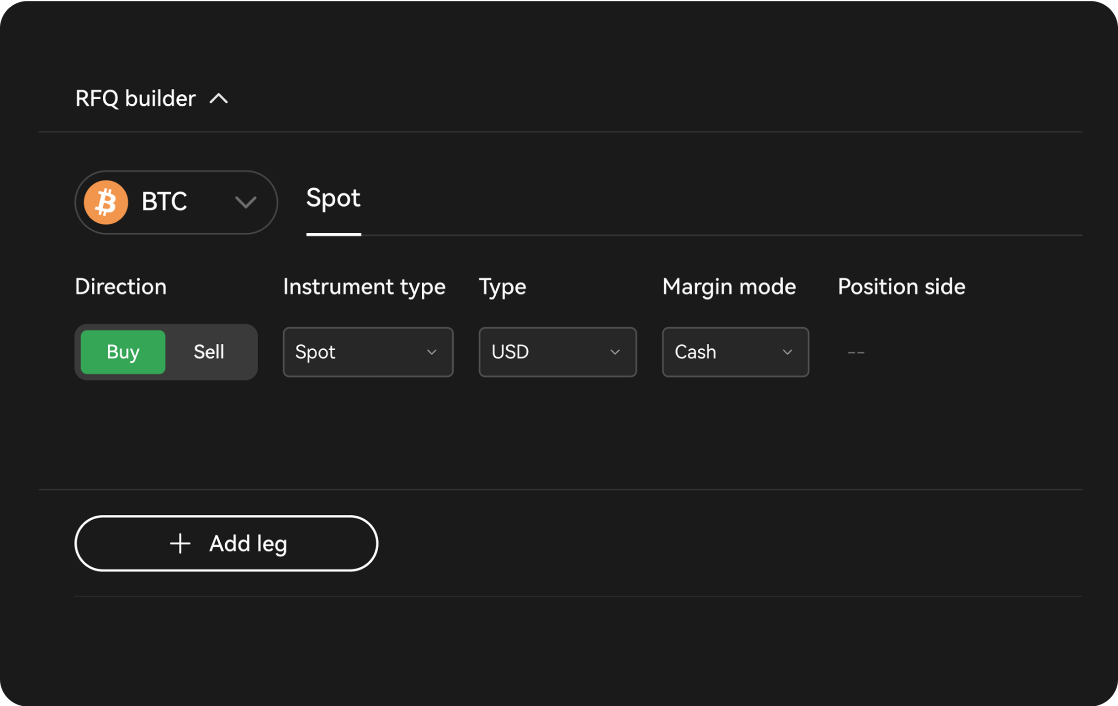 Screenshot of how users can build a RFQ